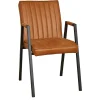 Fauteuil de table cognac à bandes (lot de 2) CORTINA