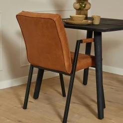 Fauteuil de table cognac à bandes (lot de 2) CORTINA