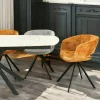 Fauteuil de table contemporain velours doré (lot de 2) FLORENCE