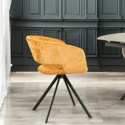 Fauteuil de table contemporain velours doré (lot de 2) FLORENCE