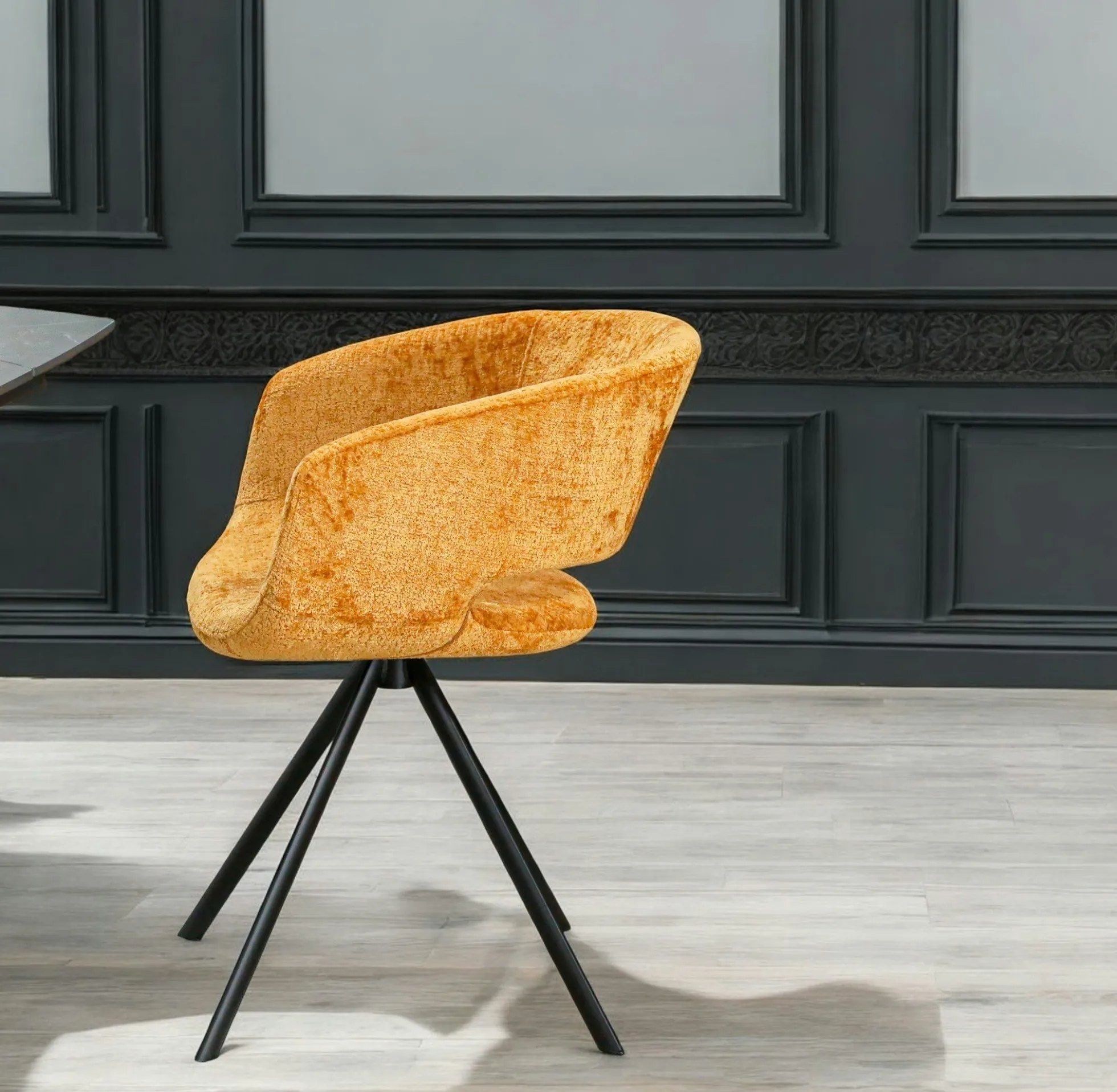 Fauteuil de table contemporain velours doré (lot de 2) FLORENCE