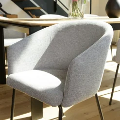 Fauteuil de table contemporain tissu gris clair (lot de 2) TIM