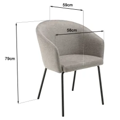 Fauteuil de table contemporain tissu gris clair (lot de 2) TIM