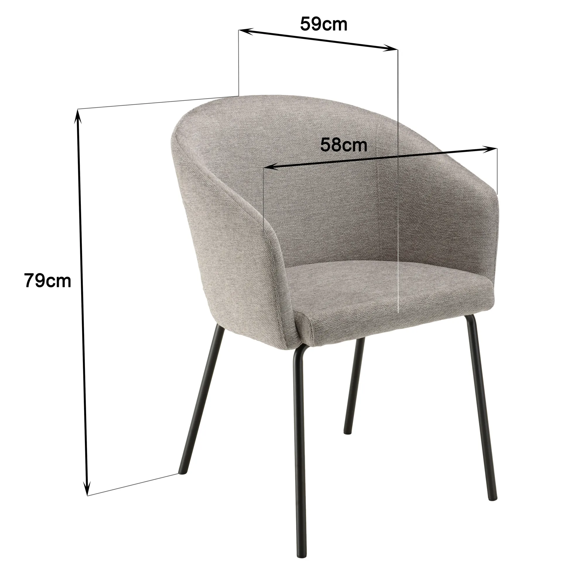 Fauteuil de table contemporain tissu gris clair (lot de 2) TIM