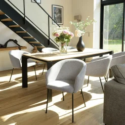 Fauteuil de table contemporain tissu gris clair (lot de 2) TIM