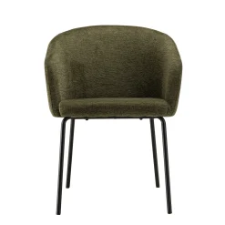 Fauteuil de table contemporain tissu vert olive (lot de 2) TIM