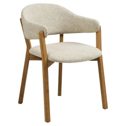 Fauteuil de table en bois et tissu beige (lot de 2) AMSTERDAM