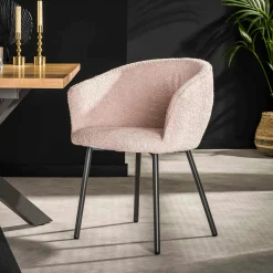 Fauteuil de table en bouclette rose (lot de 2) GALWAY