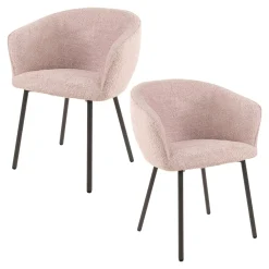 Fauteuil de table en bouclette rose (lot de 2) GALWAY