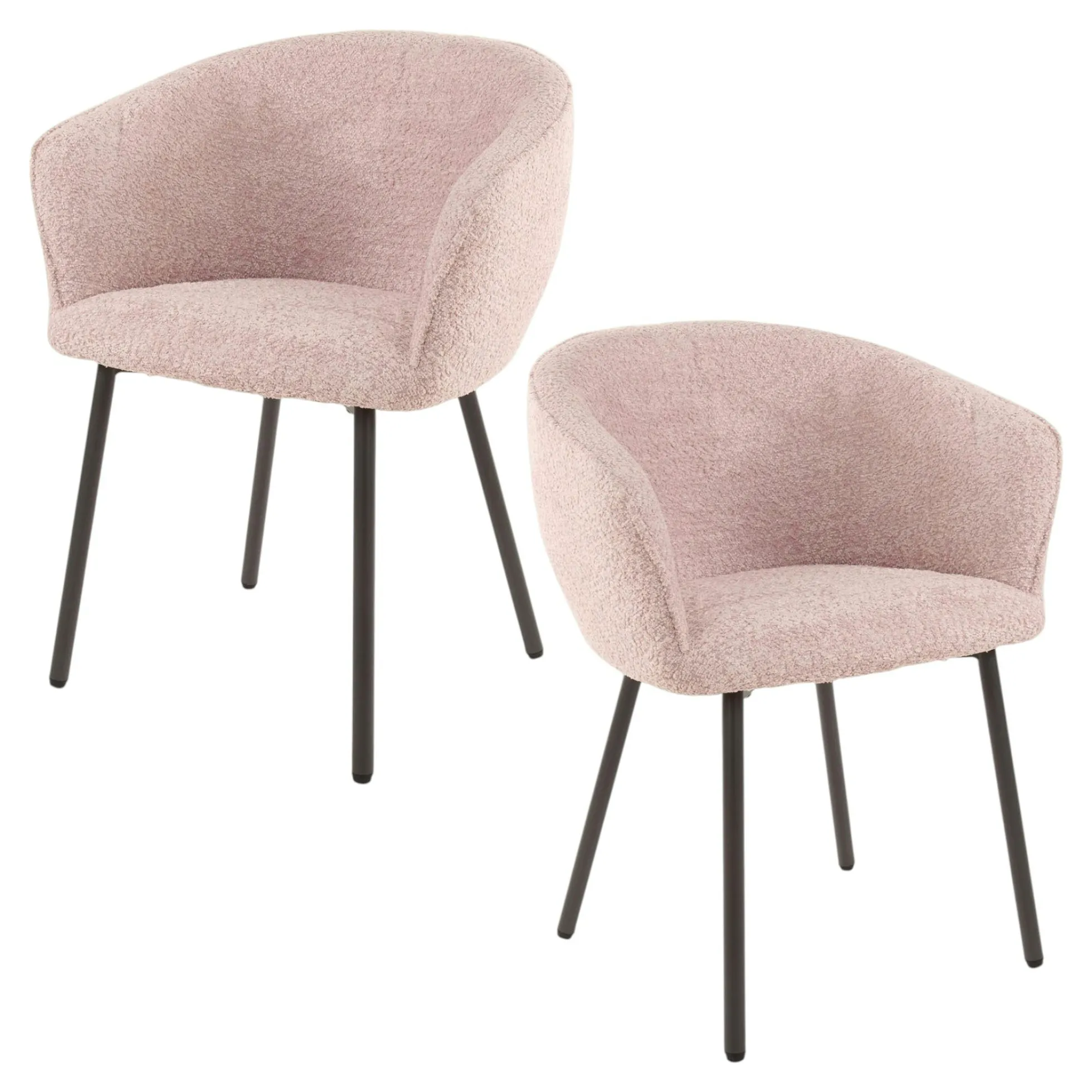 Fauteuil de table en bouclette rose (lot de 2) GALWAY