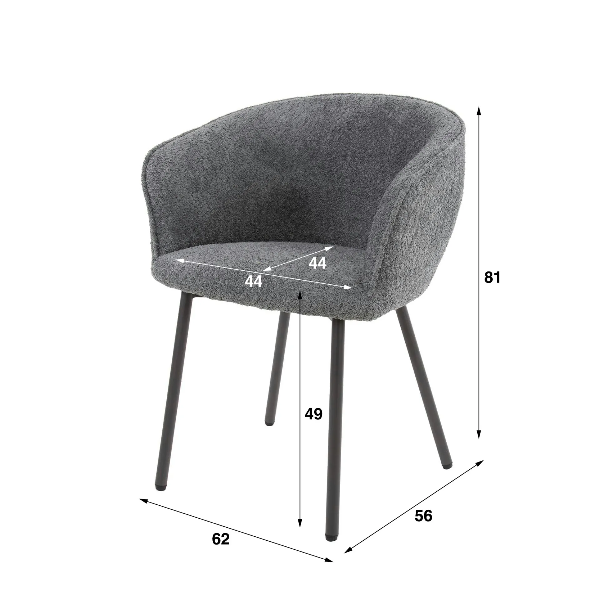 Fauteuil de table en bouclette rose (lot de 2) GALWAY