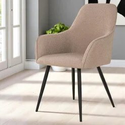 Fauteuil de table en bouclette beige (lot de 2) SAVONE
