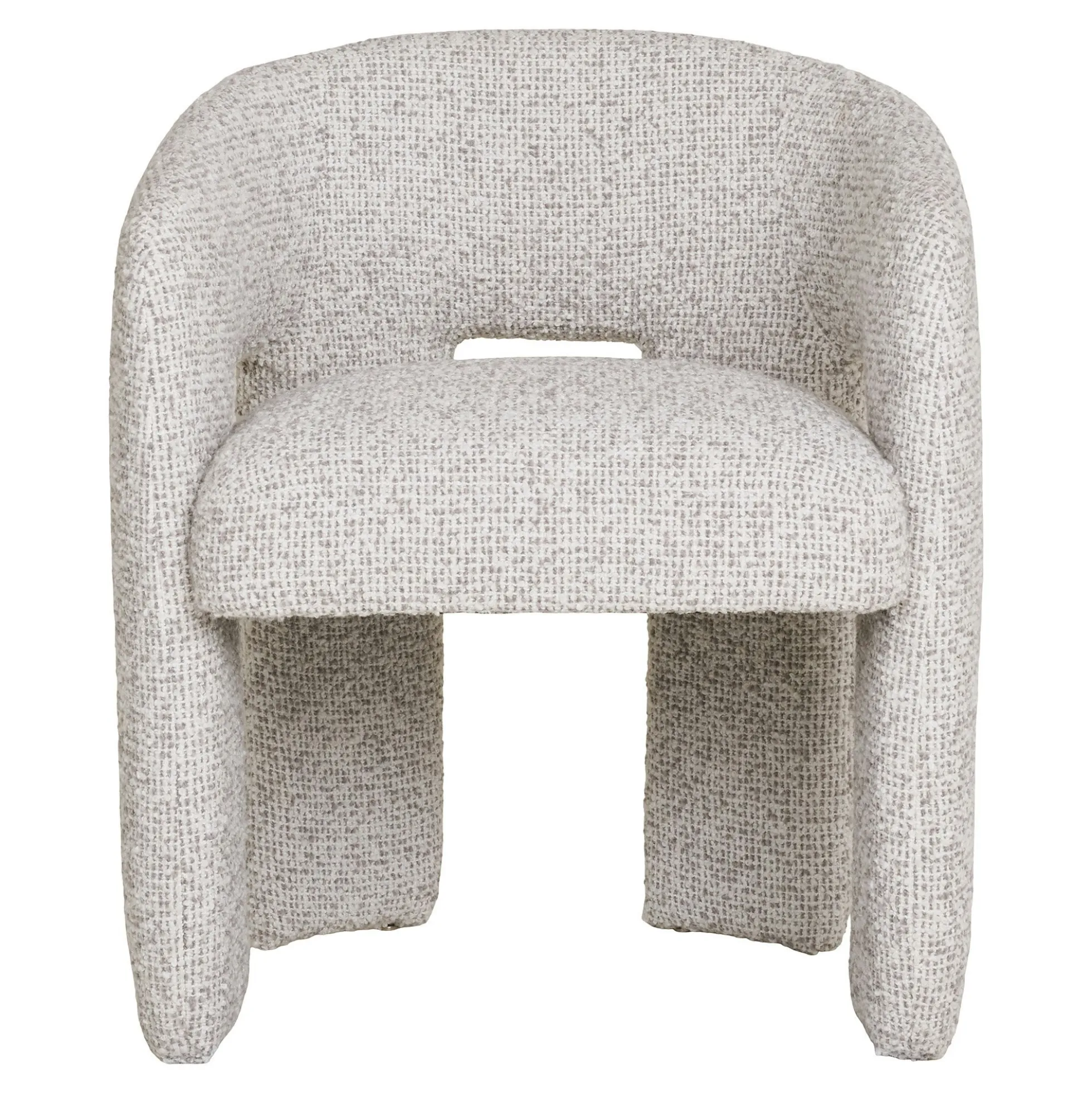 Fauteuil de table en tissu chiné beige TULSA