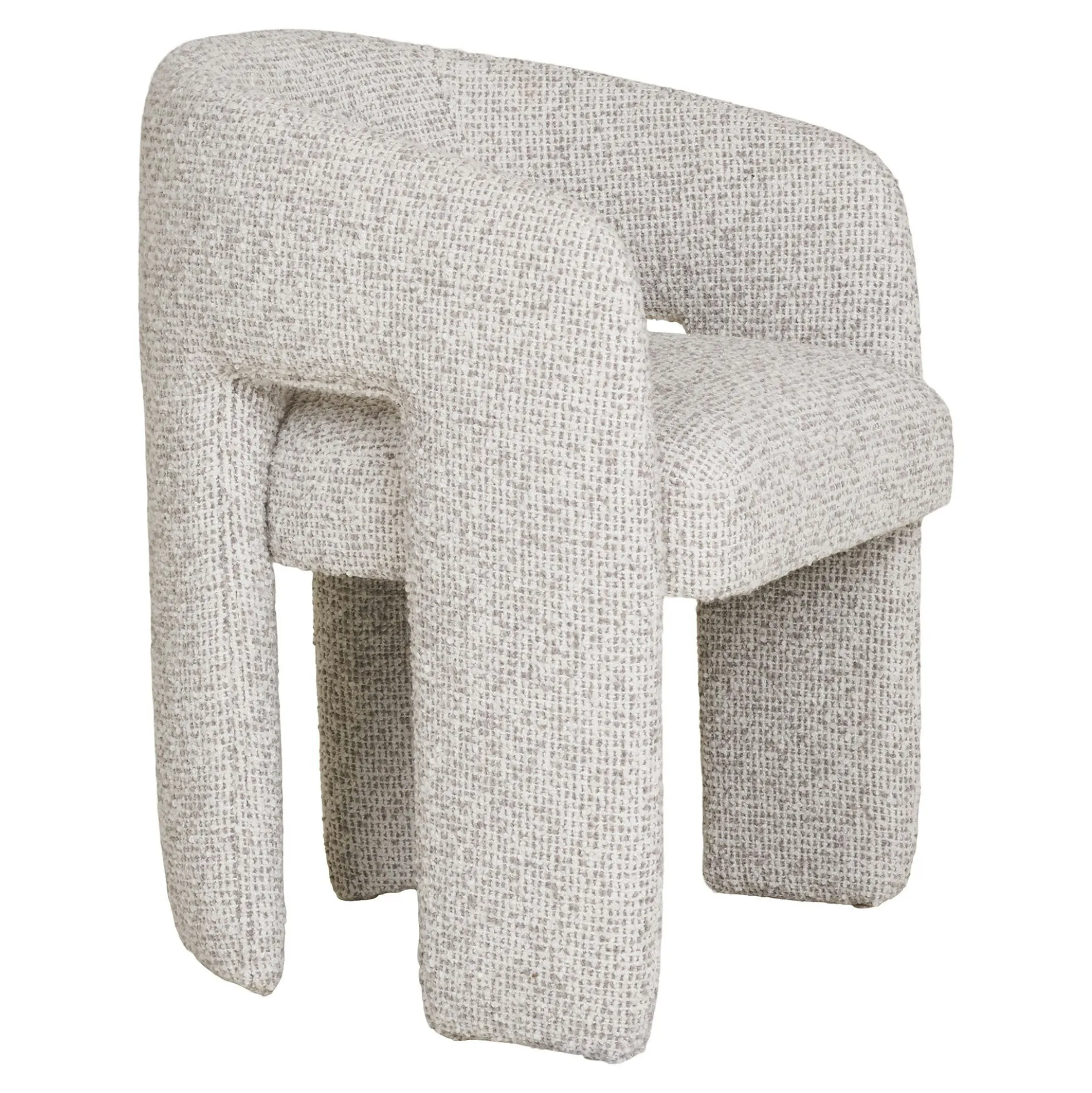 Fauteuil de table en tissu chiné beige TULSA