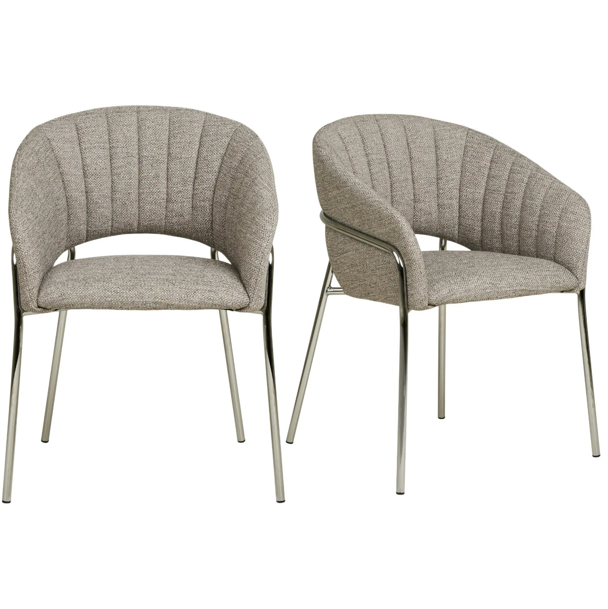 Fauteuil de table en tissu gris clair, pieds chromés (lot de 2) BERLIN