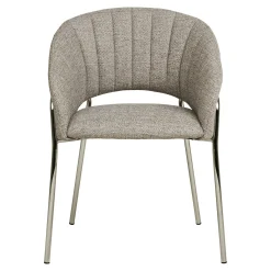 Fauteuil de table en tissu gris clair, pieds chromés (lot de 2) BERLIN