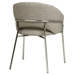 Fauteuil de table en tissu gris clair, pieds chromés (lot de 2) BERLIN