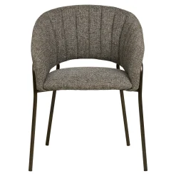 Fauteuil de table en tissu gris foncé, pieds chromés (lot de 2) BERLIN