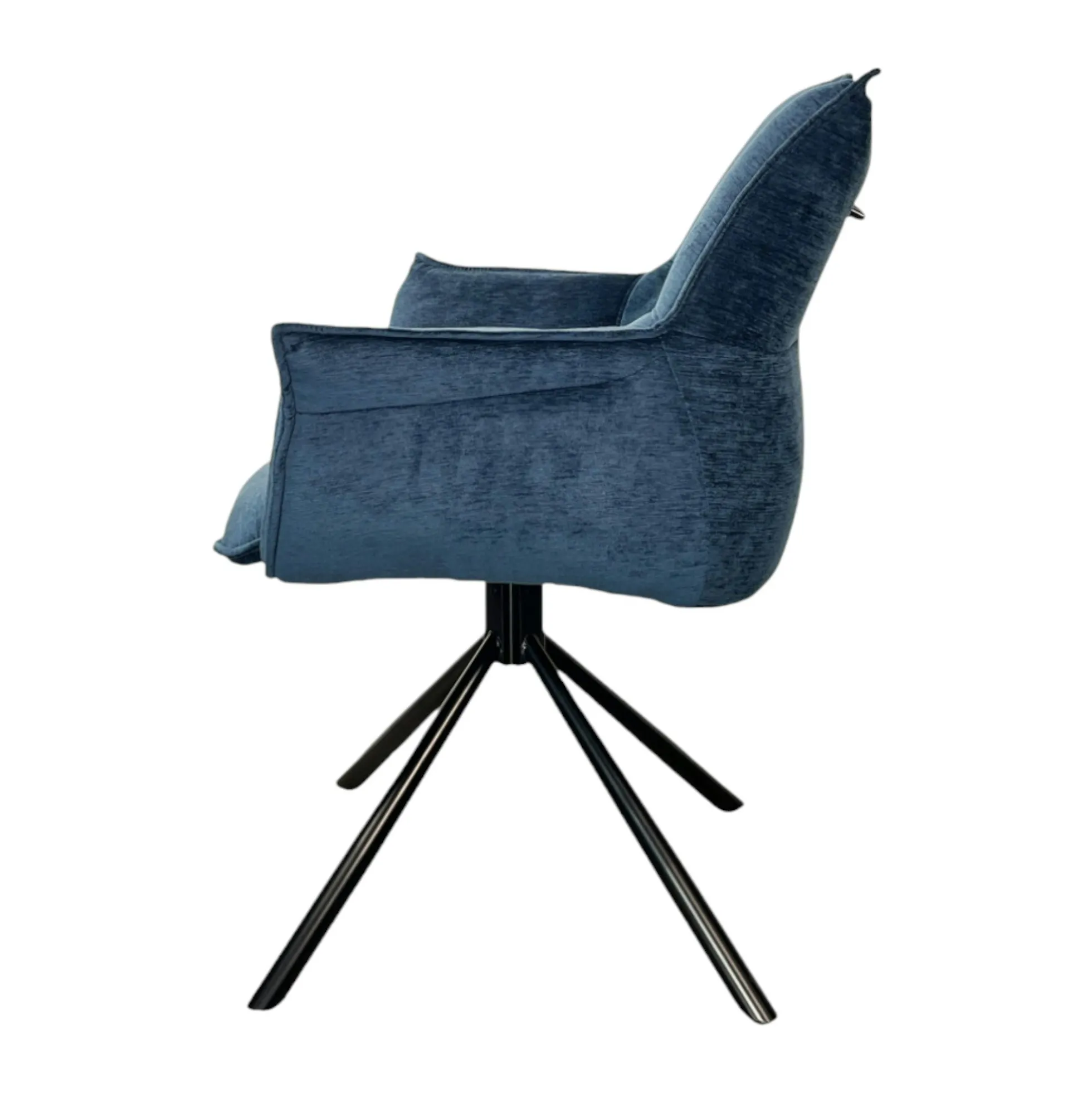 Fauteuil de table en velours bleu avec retour (lot de 2) PALERME