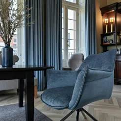 Fauteuil de table en velours bleu avec retour (lot de 2) PALERME