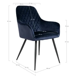 Fauteuil de table en velours bleu nuit (lot de 2) SAVONE