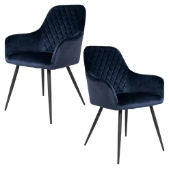 Fauteuil de table en velours bleu nuit (lot de 2) SAVONE