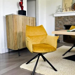 Fauteuil de table en velours doré avec retour (lot de 2) PALERME
