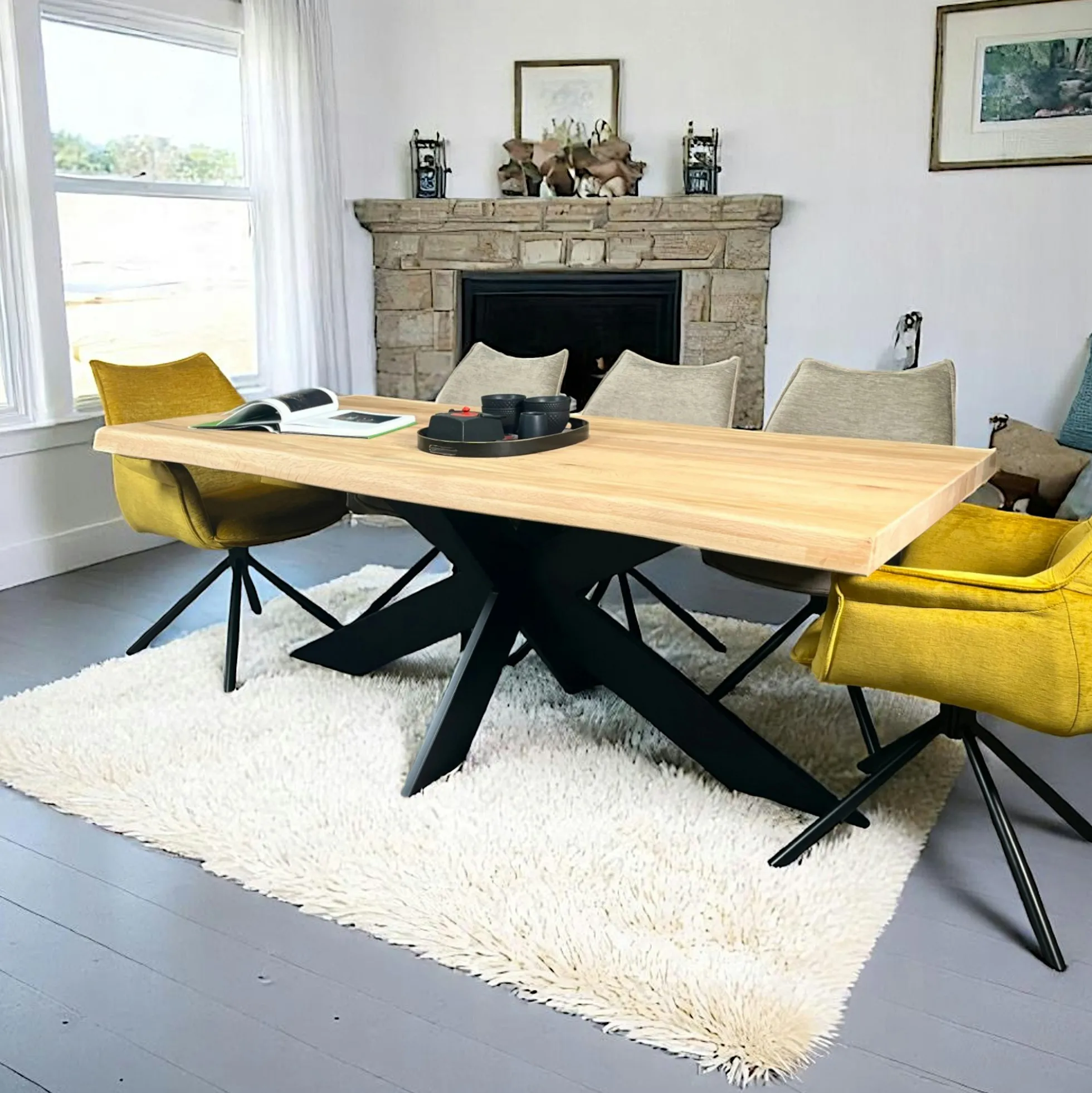 Fauteuil de table en velours doré avec retour (lot de 2) PALERME