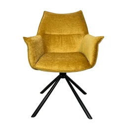 Fauteuil de table en velours doré avec retour (lot de 2) PALERME