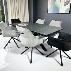 Fauteuil de table en velours gris avec retour (lot de 2) PALERME
