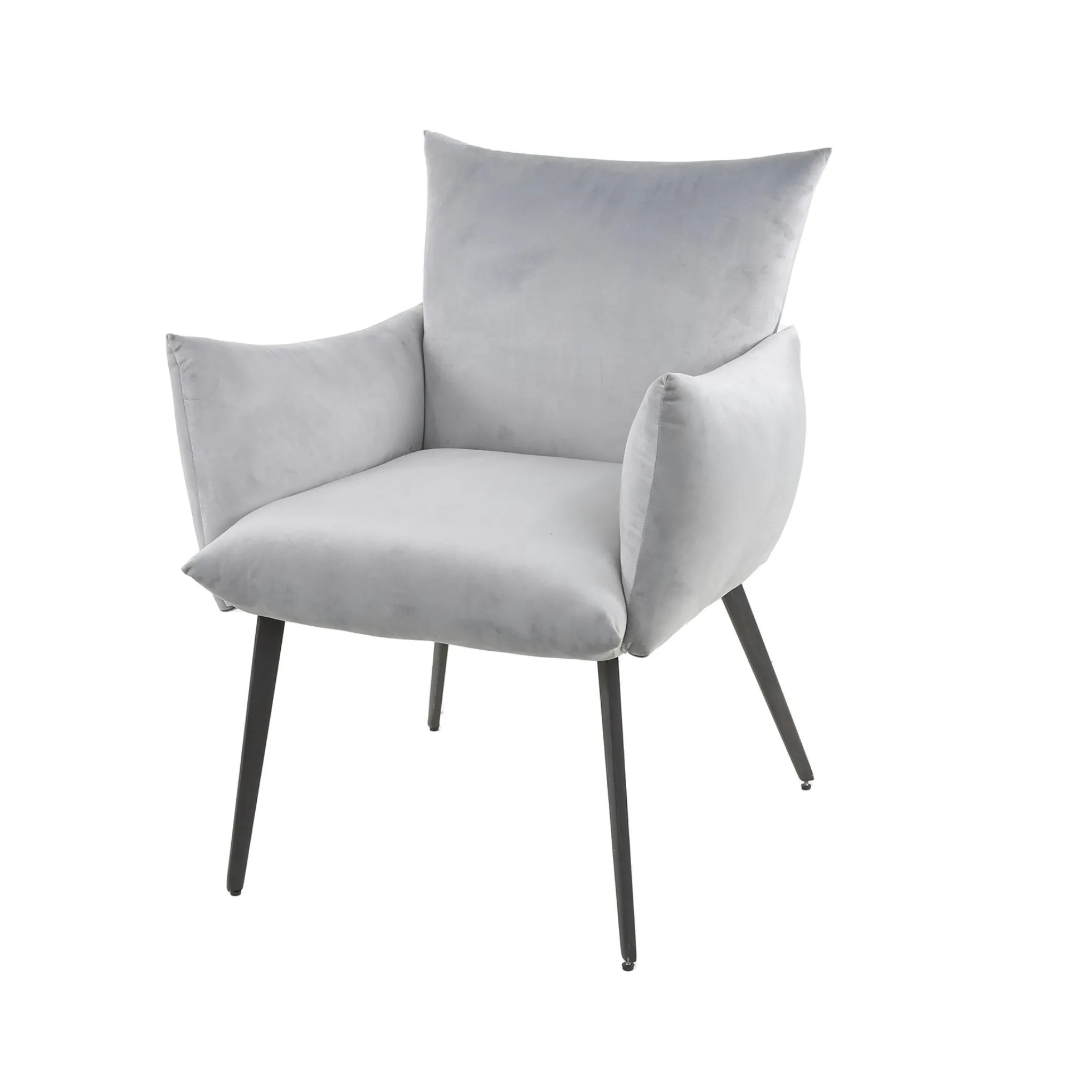 Fauteuil de table en velours gris clair effet coussin (lot de 2) MELBOURNE