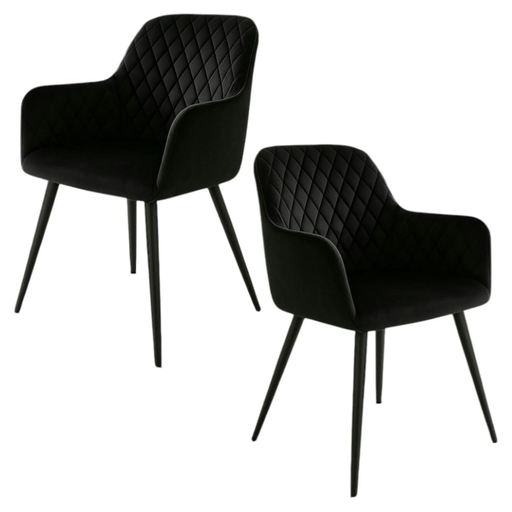 Fauteuil de table en velours noir (lot de 2) SAVONE