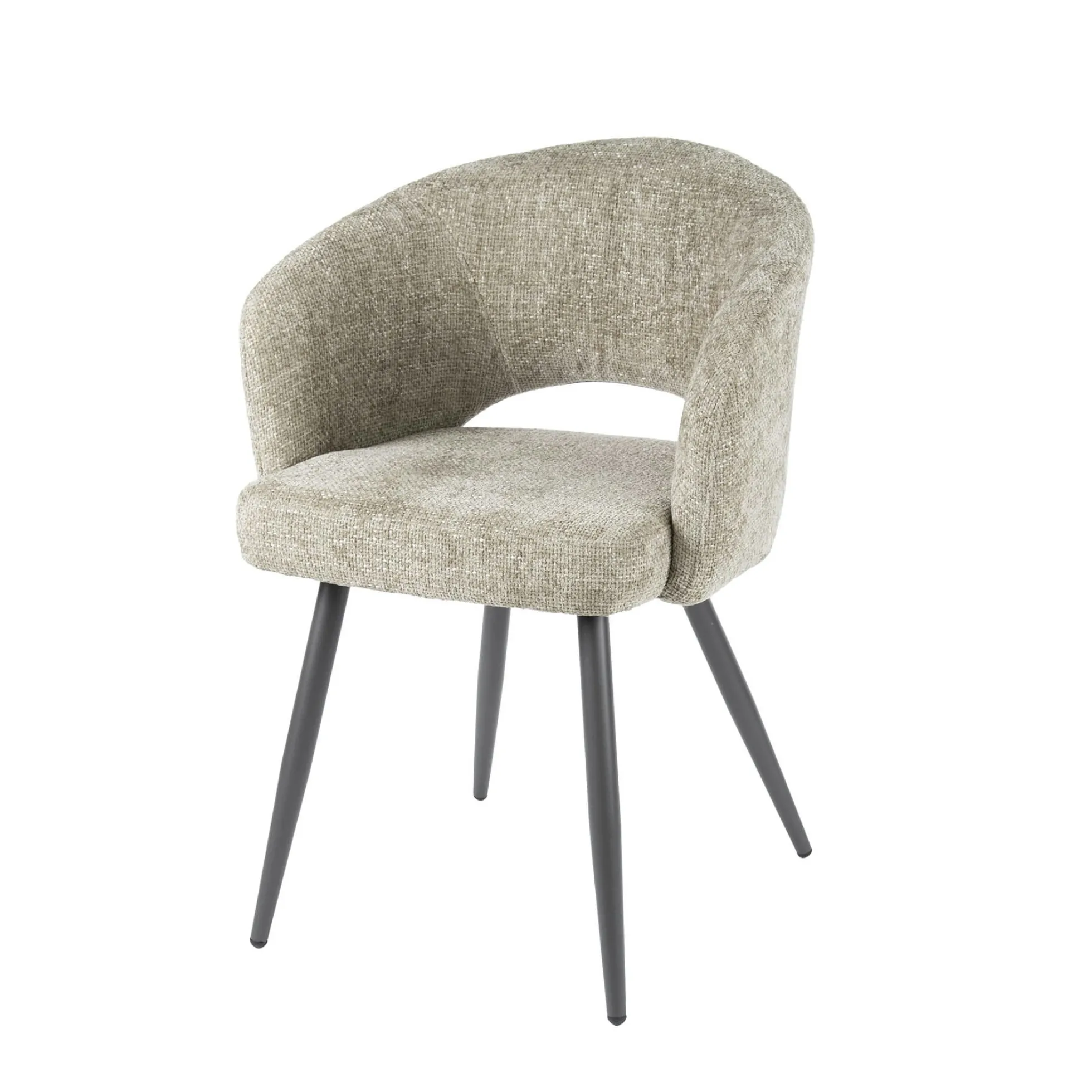 Fauteuil de table en velours tissé sable avec dossier ouvert (lot de 2) GALWAY