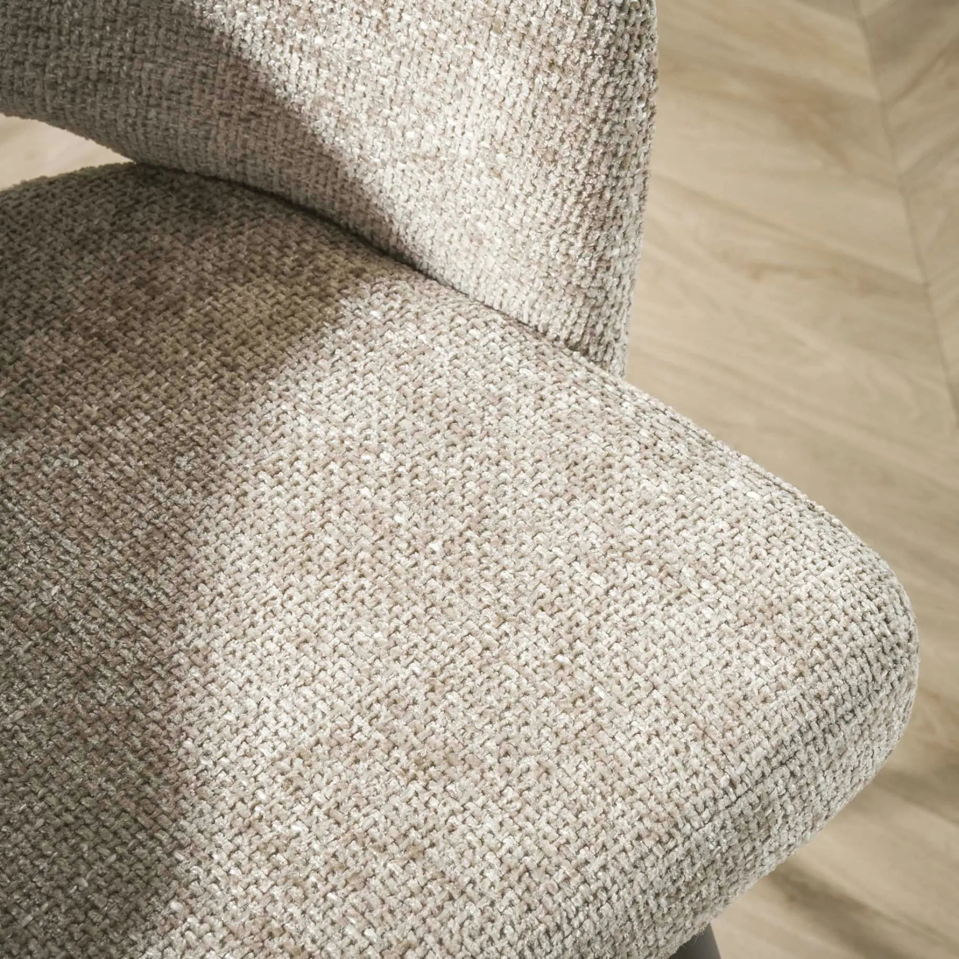 Fauteuil de table en velours tissé sable avec dossier ouvert (lot de 2) GALWAY