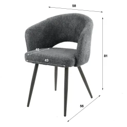 Fauteuil de table en velours tissé sable avec dossier ouvert (lot de 2) GALWAY