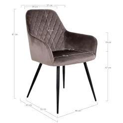 Fauteuil de table en velours taupe (lot de 2) SAVONE