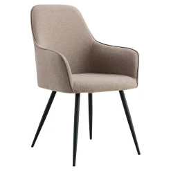 Fauteuil de table grège passepoilé (lot de 2) BERLIN