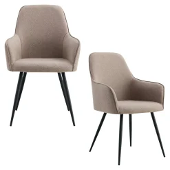 Fauteuil de table grège passepoilé (lot de 2) BERLIN
