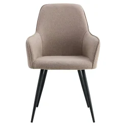 Fauteuil de table grège passepoilé (lot de 2) BERLIN