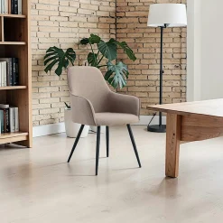 Fauteuil de table grège passepoilé (lot de 2) BERLIN
