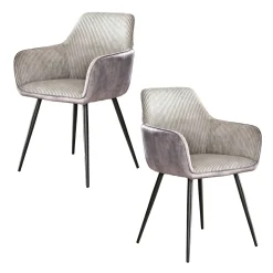 Fauteuil de table gris bi-matière (lot de 2) GALWAY