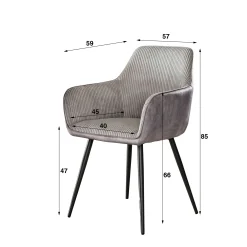 Fauteuil de table gris bi-matière (lot de 2) GALWAY