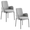 Fauteuil de table gris clair pieds noirs (x2) AUREN