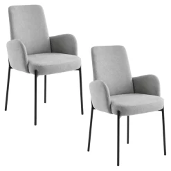 Fauteuil de table gris clair pieds noirs (x2) AUREN