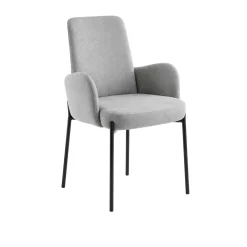 Fauteuil de table gris clair pieds noirs (x2) AUREN