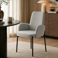 Fauteuil de table gris clair pieds noirs (x2) AUREN
