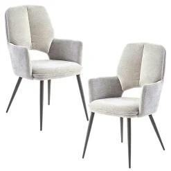 Fauteuil de table gris à dossier ouvert (lot de 2) LIGURIE