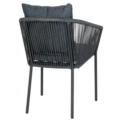 Fauteuil de table gris en corde (lot de 2) GRENADE