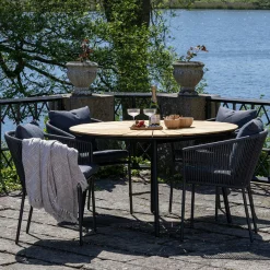 Fauteuil de table gris en corde (lot de 2) GRENADE