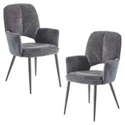 Fauteuil de table gris foncé à dossier ouvert (lot de 2) LIGURIE